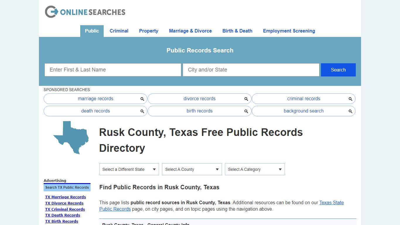 Rusk County, Texas Public Records Directory - OnlineSearches.com