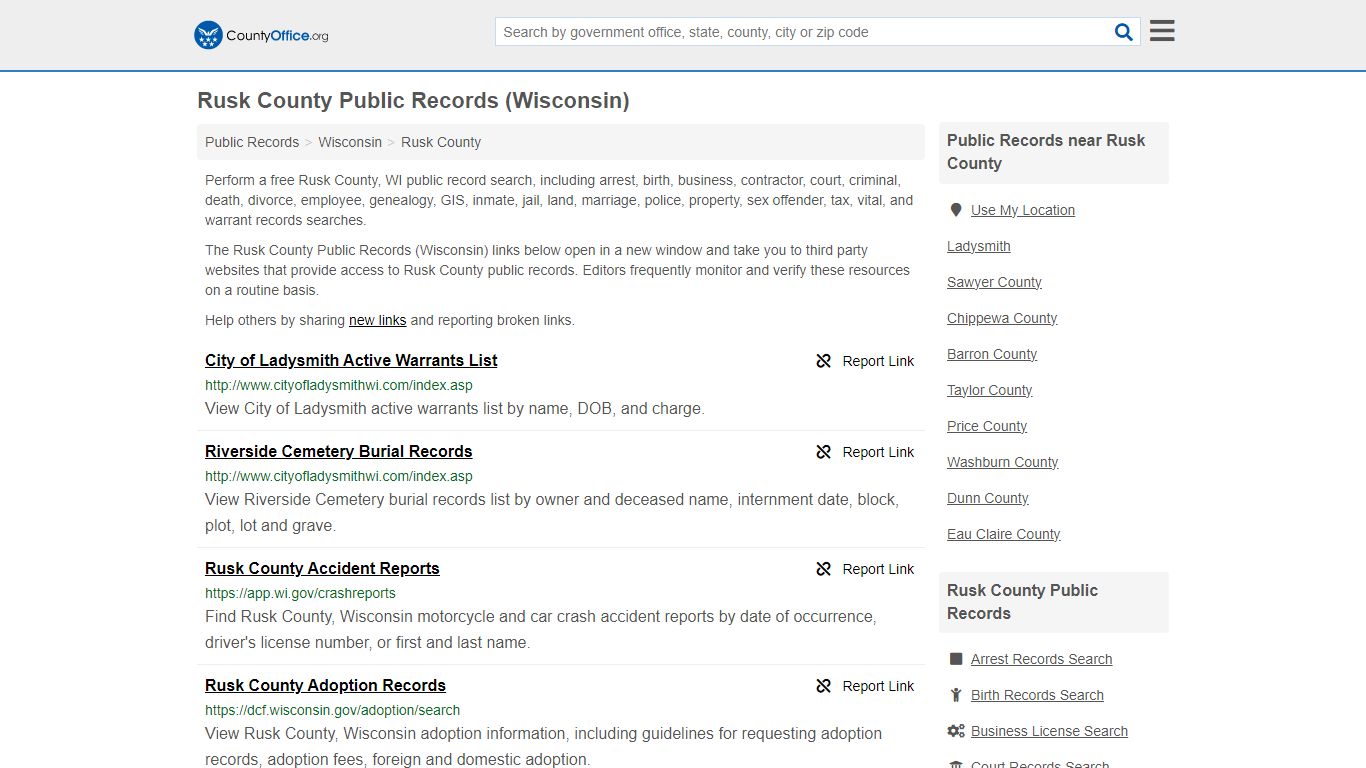 Rusk County Public Records (Wisconsin) - County Office