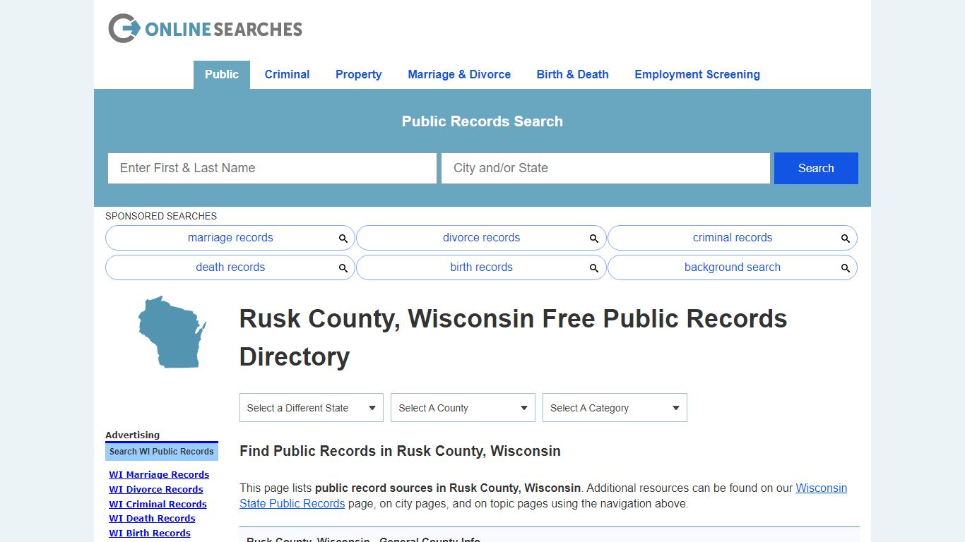 Rusk County, Wisconsin Public Records Directory