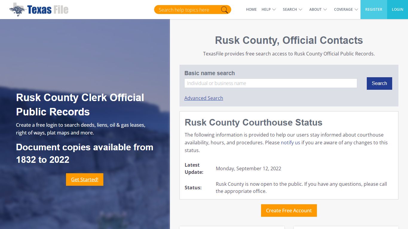 Rusk County Clerk Official Public Records | TexasFile